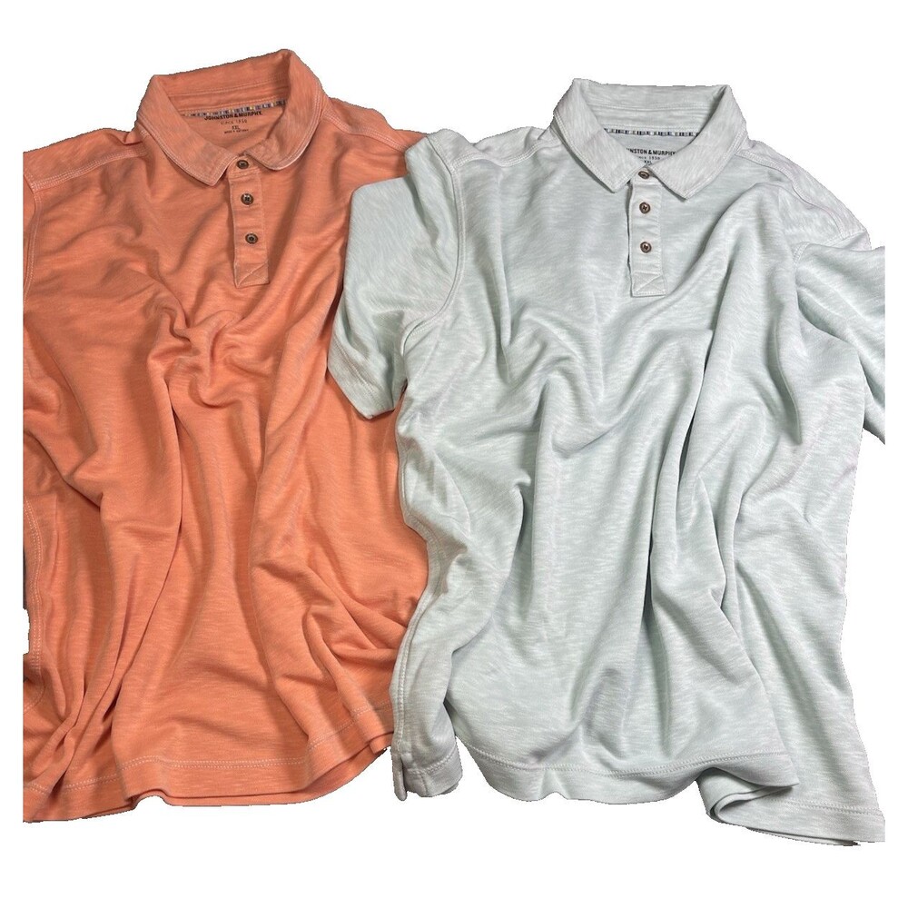 Johnston & Murphy lot of 2 mint&coral NWOT sz XXL mens polos summer golf $160